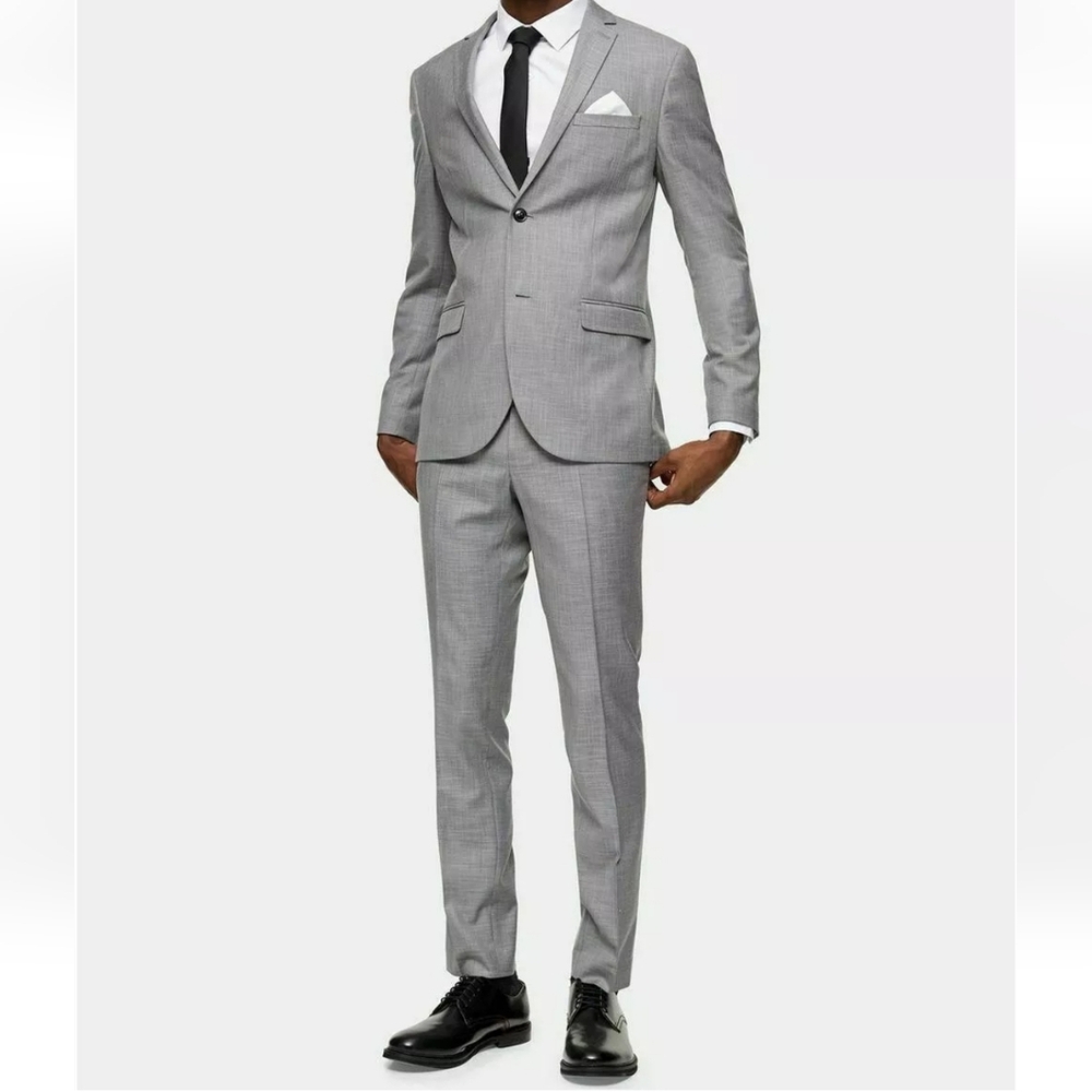 TOPMAN Skinny Fit Men's Gray 2 Piece Suit Size 34R